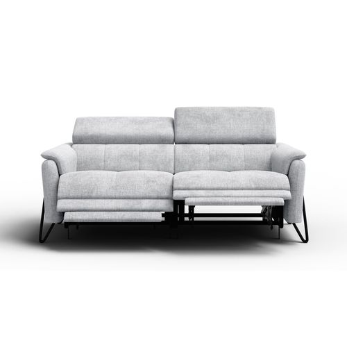 Canapé Roden 3 Places Avec 2 Relax, Tissu Gris Clair