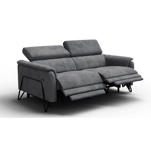 Canapé Roden 3 Places Avec 2 Relax, Tissu Gris Foncé