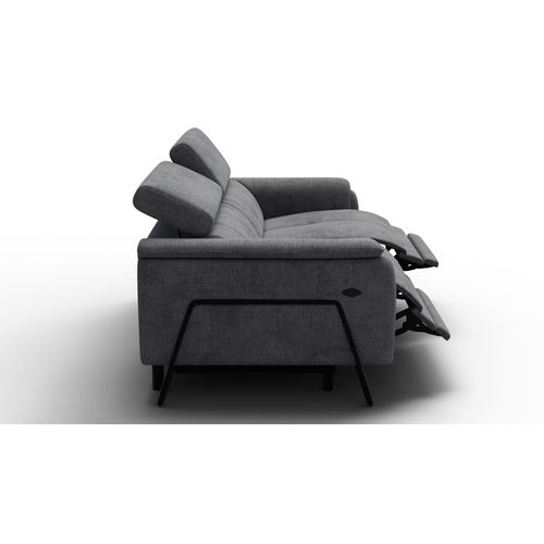 Canapé Roden 3 Places Avec 2 Relax, Tissu Gris Foncé