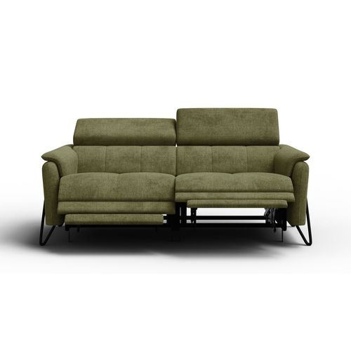 Canapé Roden 3 Places Avec 2 Relax, Tissu Olive
