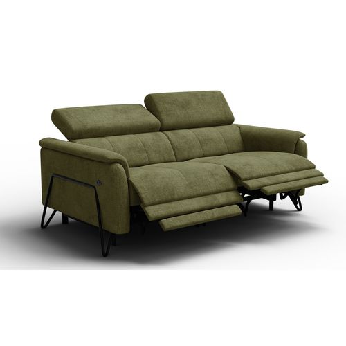 Canapé Roden 3 Places Avec 2 Relax, Tissu Olive