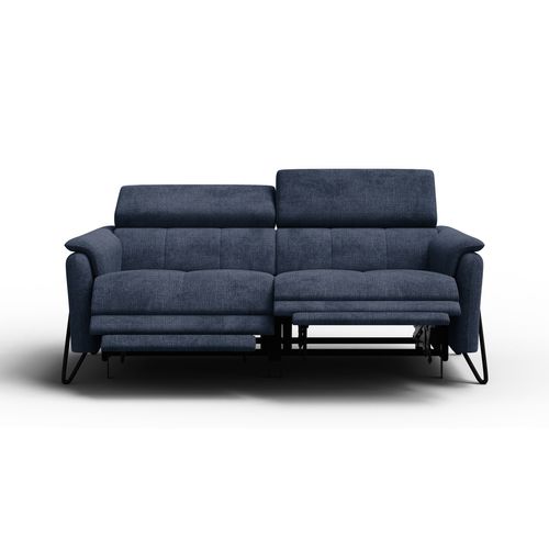 Canapé Roden 3 Places Avec 2 Relax, Tissu Bleu Marine