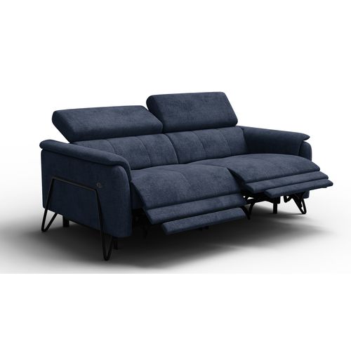 Canapé Roden 3 Places Avec 2 Relax, Tissu Bleu Marine