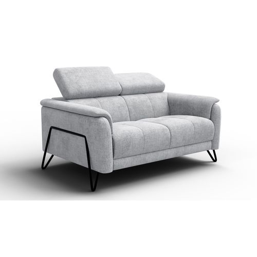 Canapé 2 Places Roden, Tissu Gris Clair