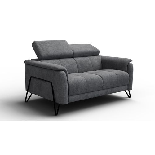 Canapé 2 Places Roden, Tissu Gris Foncé