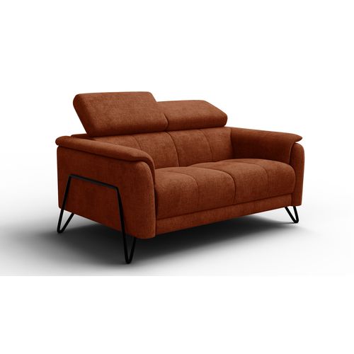 Canapé 2 Places Roden, Tissu Orange Foncé