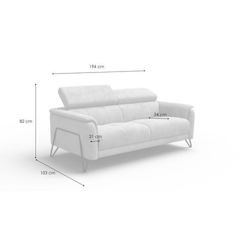 Canapé 3 Places Roden, Tissu Gris Clair