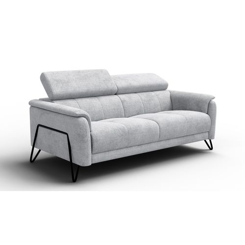 Canapé 3 Places Roden, Tissu Gris Clair