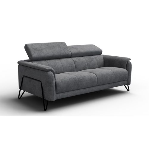 Canapé 3 Places Roden, Tissu Gris Foncé