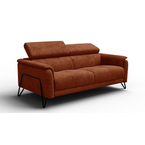Canapé 3 Places Roden, Tissu Orange Foncé
