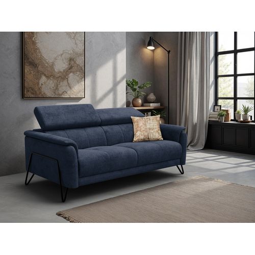 Canapé 3 Places Roden, Tissu Bleu Marine