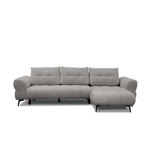 Canapé D'angle 4 Places Salvini, Tissu Gris Chaud