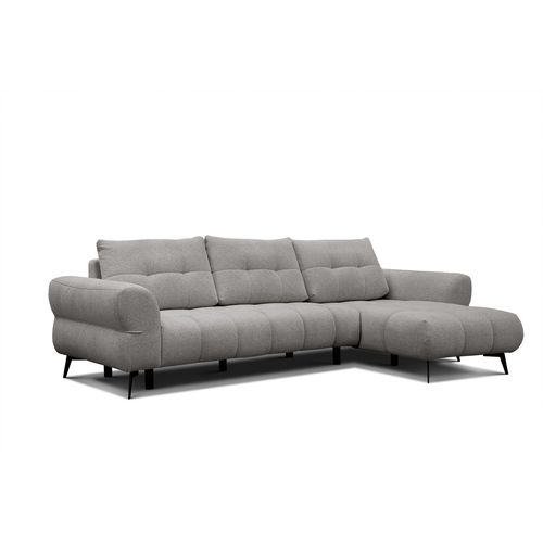 Canapé D'angle 4 Places Salvini, Tissu Gris Chaud