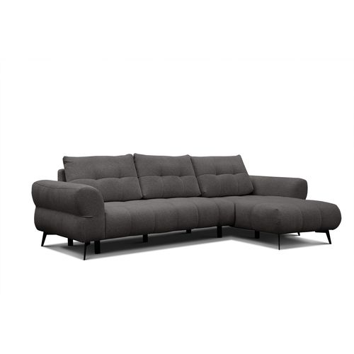 Canapé D'angle 4 Places Salvini, Tissu Gris Foncé