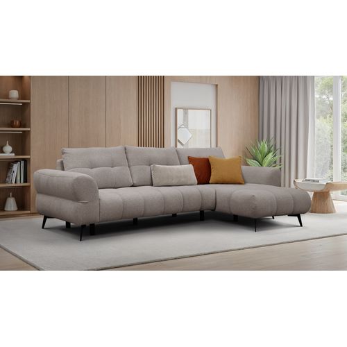 Canapé D'angle 4 Places Salvini, Tissu Beige Foncé