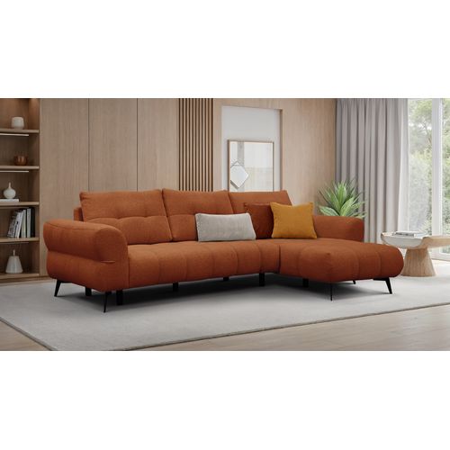 Canapé D'angle 4 Places Salvini, Tissu Orange