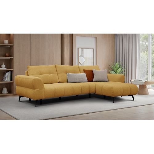 Canapé D'angle 4 Places Salvini, Tissu Miel