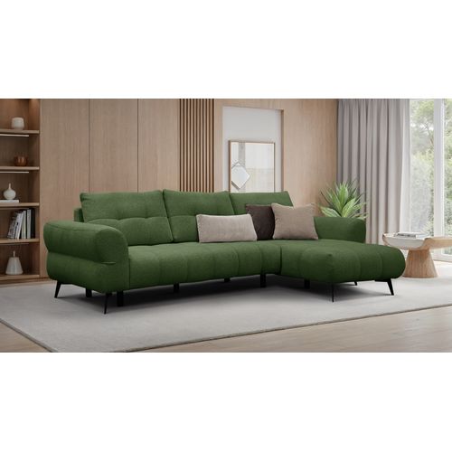 Canapé D'angle 4 Places Salvini, Tissu Vert