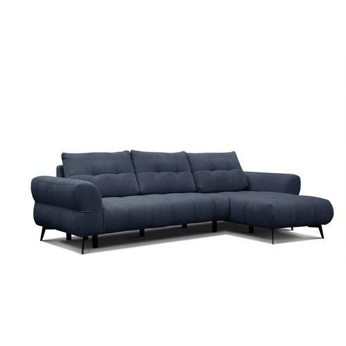 Canapé D'angle 4 Places Salvini, Tissu Bleu Marine