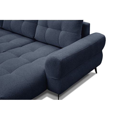 Canapé D'angle 4 Places Salvini, Tissu Bleu Marine