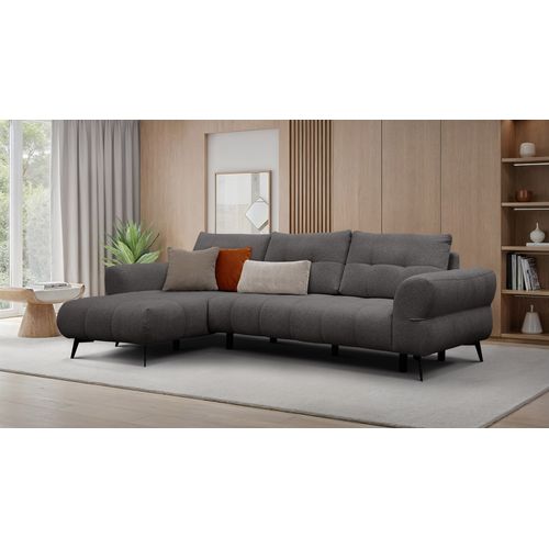 Canapé D'angle 4 Places Salvini, Tissu Gris Foncé