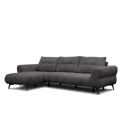 Canapé D'angle 4 Places Salvini, Tissu Gris Foncé