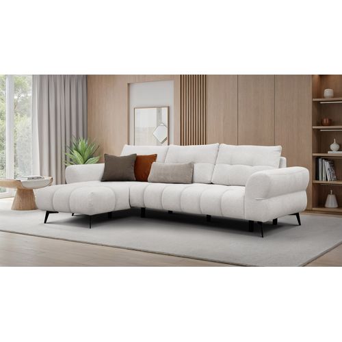 Canapé D'angle 4 Places Salvini, Tissu Ecru
