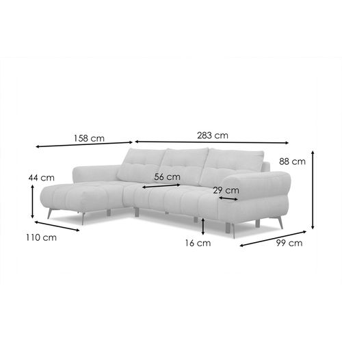 Canapé D'angle 4 Places Salvini, Tissu Beige Foncé