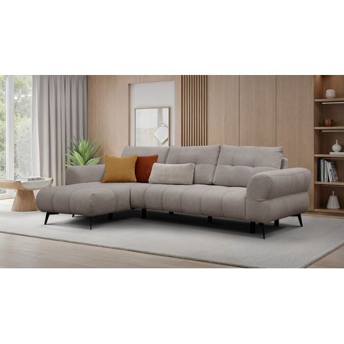 Canapé D'angle 4 Places Salvini, Tissu Beige Foncé