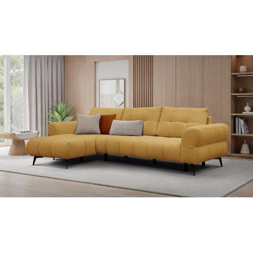 Canapé D'angle 4 Places Salvini, Tissu Miel