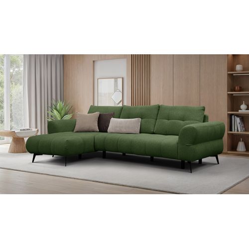 Canapé D'angle 4 Places Salvini, Tissu Vert