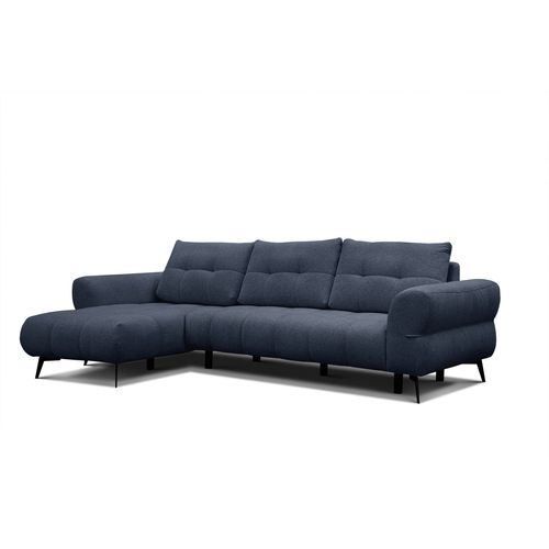 Canapé D'angle 4 Places Salvini, Tissu Bleu Marine