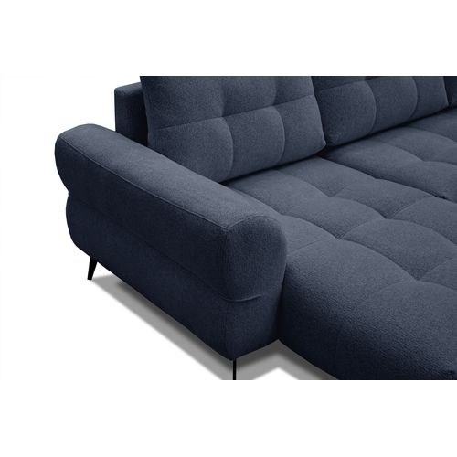 Canapé D'angle 4 Places Salvini, Tissu Bleu Marine