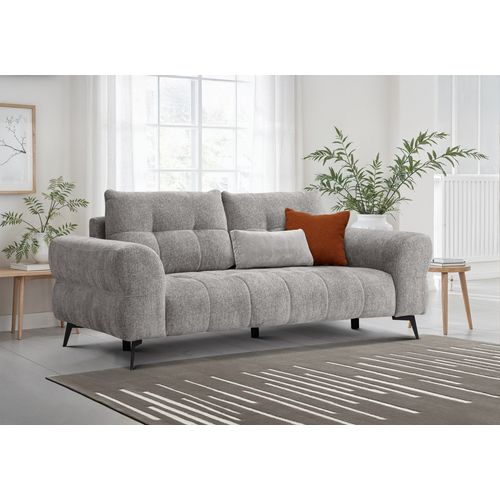 Canapé 3 Places Salvini, Tissu Gris Chaud