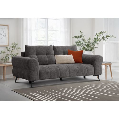 Canapé 3 Places Salvini, Tissu Gris Foncé