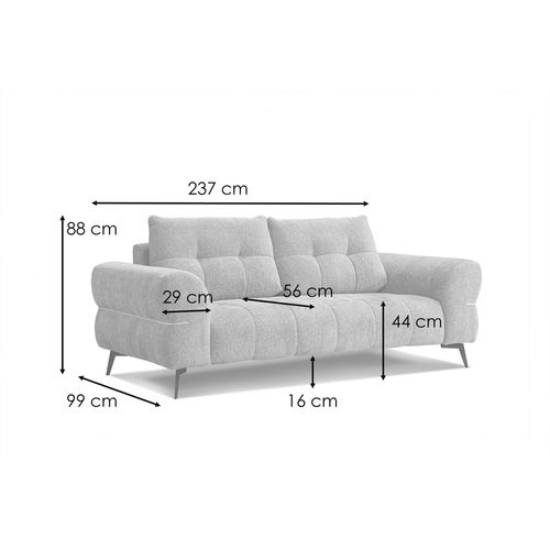 Canapé 3 Places Salvini, Tissu Beige Foncé