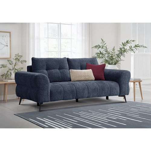 Canapé 3 Places Salvini, Tissu Bleu Marine