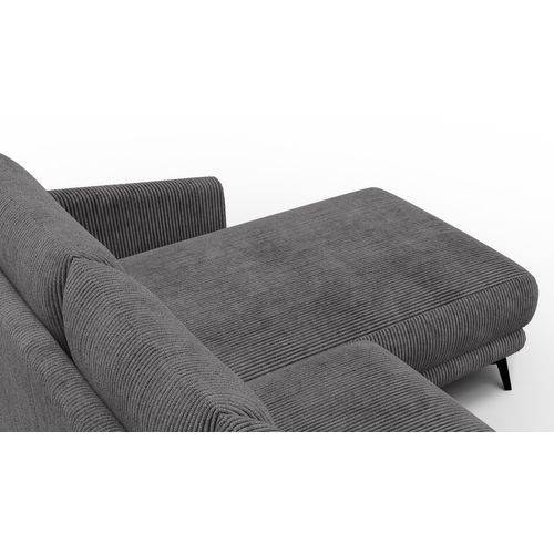 Canapé D'angle Droit 3 Places Vilt, Tissu Gris Foncé