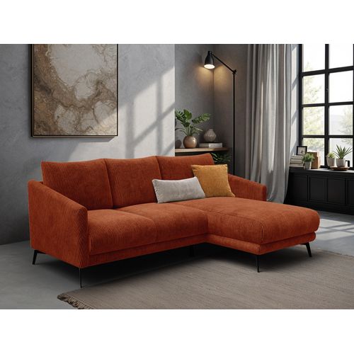 Canapé D'angle Droit 3 Places Vilt, Tissu Orange