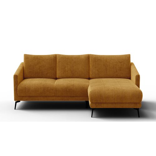 Canapé D'angle Droit 3 Places Vilt, Tissu Jaune Foncé