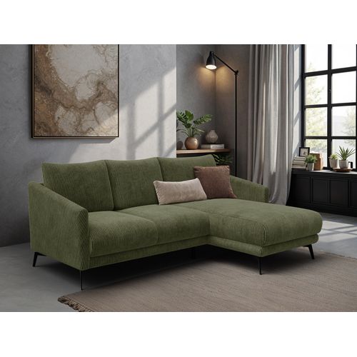 Canapé D'angle Droit 3 Places Vilt, Tissu Olive