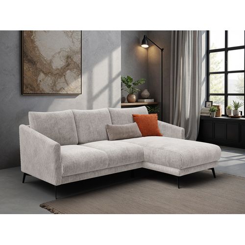 Canapé D'angle Droit 3 Places Vilt, Tissu Blanc