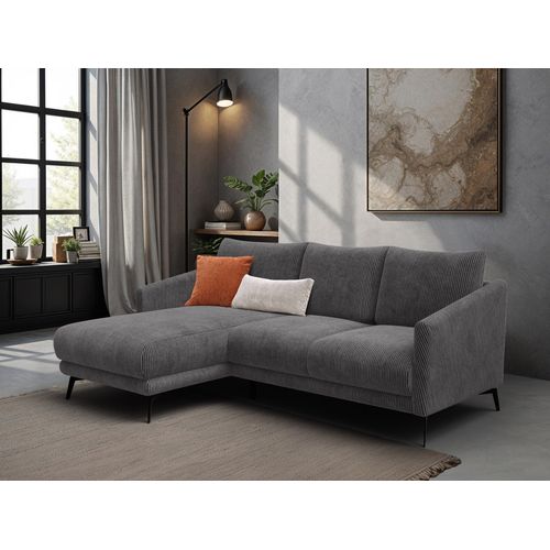 Canapé D'angle Gauche 3 Places Vilt, Tissu Gris Foncé