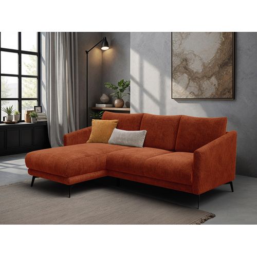 Canapé D'angle Gauche 3 Places Vilt, Tissu Orange