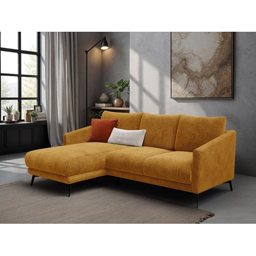 Canapé D'angle Gauche 3 Places Vilt, Tissu Jaune Foncé