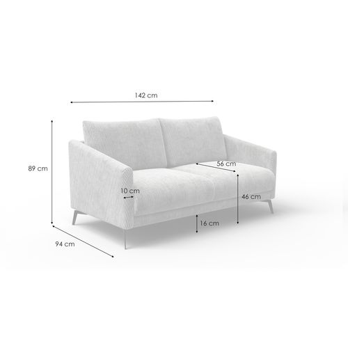 Canapé 2 Places Vilt, Tissu Gris Foncé