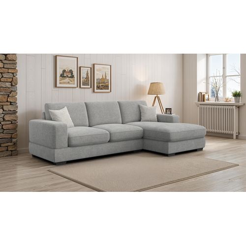 Canapé D'angle Droit 4 Places Otto, Tissu Gris