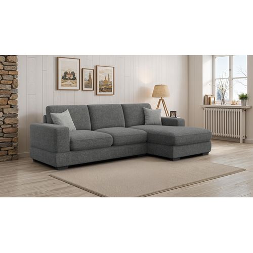 Canapé D'angle Droit 4 Places Otto, Tissu Anthracite