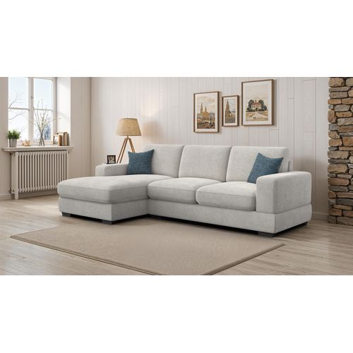 Canapé D'angle Gauche 4 Places Otto, Tissu Crème