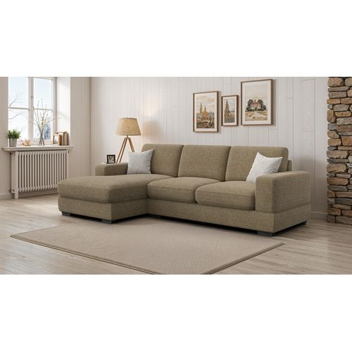 Canapé D'angle Gauche 4 Places Otto, Tissu Taupe